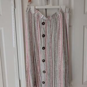 AB Studio Multicolor Striped Midi Skirt